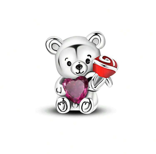 Oso con rosa y corazón